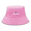 Heart Waves Finland Flag Print Bucket Hat , Patriotic Sun Cap Reversible Wide Brim Sun Protection Fishing Hat