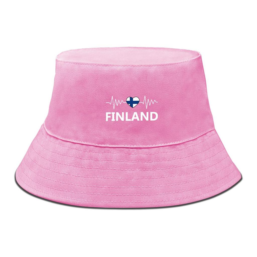 Heart Waves Finland Flag Print Bucket Hat , Patriotic Sun Cap Reversible Wide Brim Sun Protection Fishing Hat