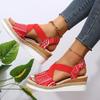 Large Print Wedge Heel Sandals for Women Summer New European and American Fashionable Thick Soled Sandals