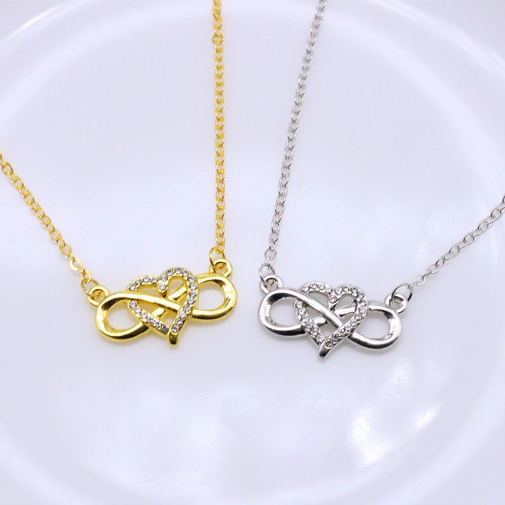 Ожерелье с подвеской в виде сердца и бесконечности, инкрустированное стразами для женщин, ювелирные изделия в форме сердца, подарки на годовщину дня рождения для всех женщин и девочек