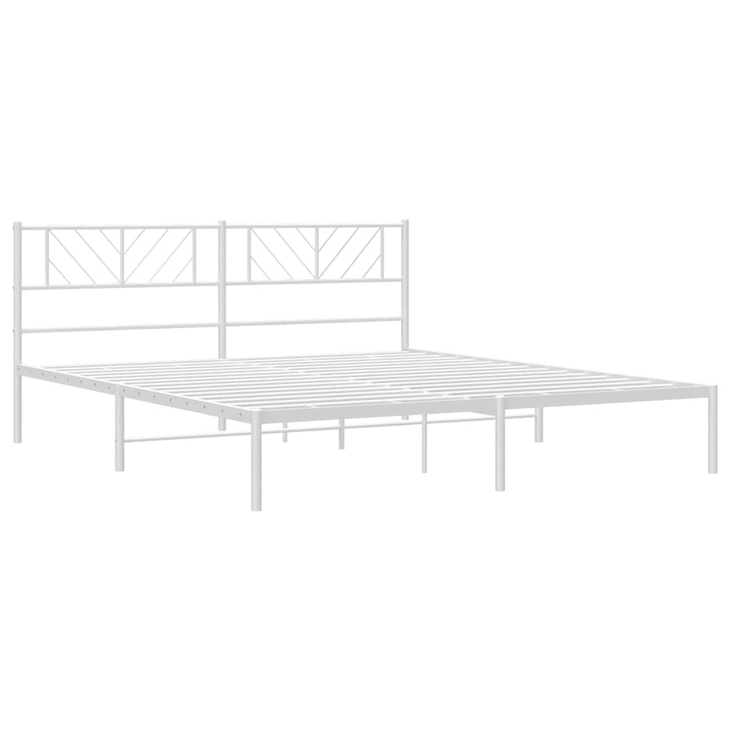 Metal Bed Frame with Headboard White 183 x 213 cm