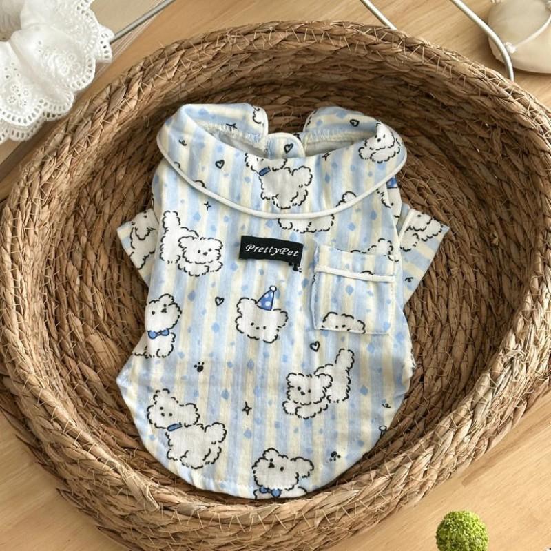 Pet Dog Pajamas Lightweight Cotton Sleepwear Small Breeds Teddy Bichon Pomeranian Cartoon Shirt