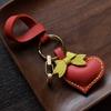 Original Hand-sewn Alran Sheepskin Peach Heart Bag Pendant, Car Key Pendant Female, Gift Keychain