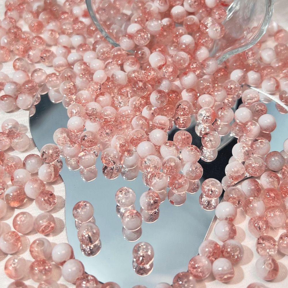 50/30 PCS Exquisite Crackle Beads Durable Round Color Glass Beads Loose Beads  Pendant making