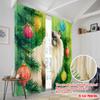 2pcs,2D Plane Printing Print Curtains Longhair Cat by Tree Durable Polyester (without Rod) Versatile All for Living Room,