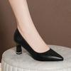 Модная женская обувь на высоком каблуке 2025 Весна и Осень Новый стиль Толстый каблук Туфли-лодочки с мелким вырезом Заостренный носок Профессиональная офисная обувь
