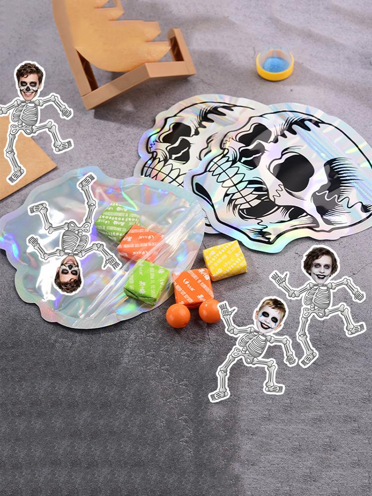 20 шт. Наклейка с черепом на заказ, Персонализированная наклейка с скелетом, Смешная этикетка, Бумажные наклейки с пользовательским лицом, Принадлежность для Хэллоуин-вечеринки