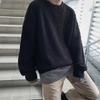Men's Loose Fit Korean Style Sweater: Casual Retro Trend, Round Neck, Solid Color, Autumn/Winter Knitted Top.