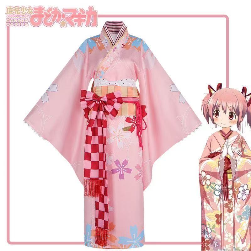 Косплей Кимоно Канамэ Мадока из аниме Puella Magi Madoka Magica Карнавал Аниме
