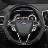 ITES5 Ford ST EXPLORER EDGE Fiesta Focus Mondeo F150 Fusion Mustang Kuga Ranger Car Anti-Slip Suede Carbon Fiber Steering Wheel Cover