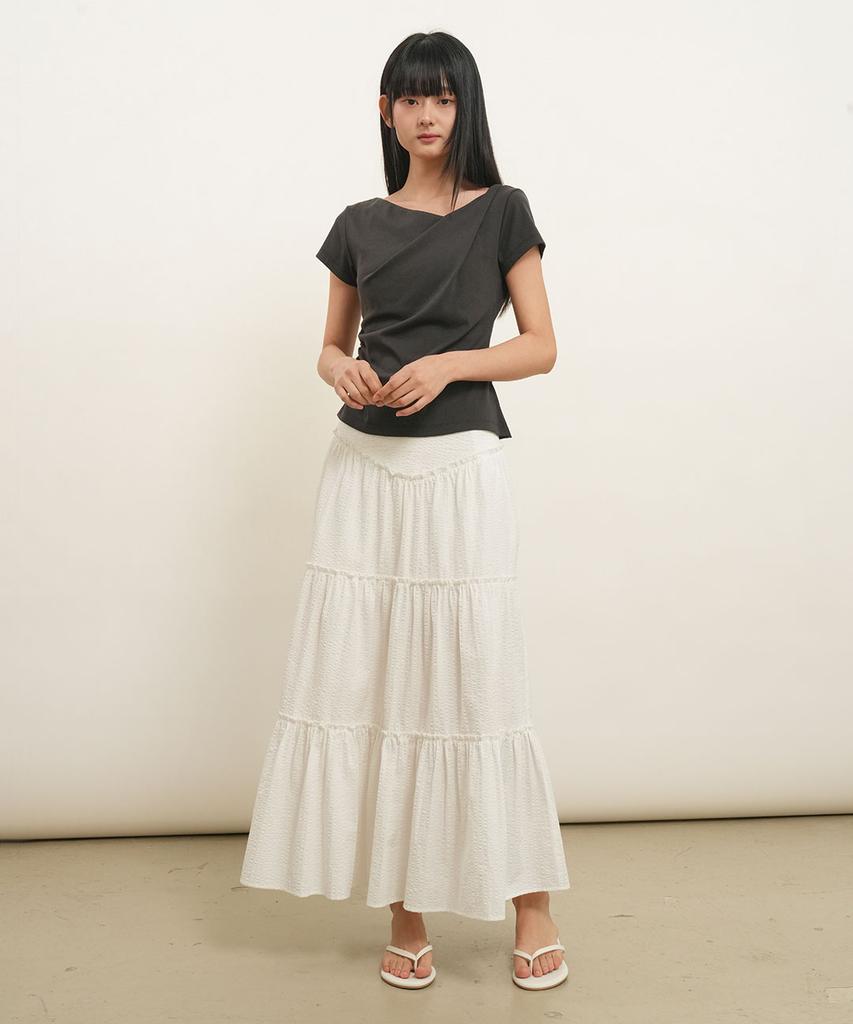GENERALIDEA Drape Shirred Jersey Blouse [Charcoal] / Gf2Lts527