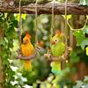 Resin Parrot Swing Figurine Outdoor Hanging Animal Sculpture Tropical Bird Swing Statue for Patio