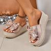 Platform Sandals Wedge Heel Women's Fashion Summer New European and American New Large Size Slippers High Heel Bow Sandals Women