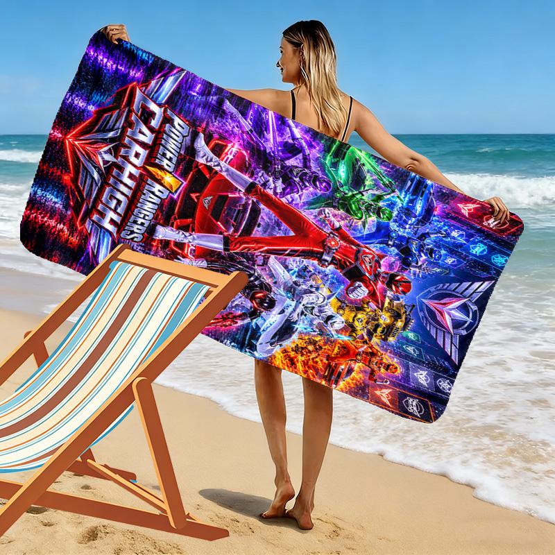 Power Rangers Print Beach Towel, Large Soft Quick Dry Towel for Beach Camping Swimming