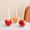 Heart-shaped Cherry Ceramic Candle Holders Desk Decoration Romantic Candlestick Wax Melt Burner Candle Stand Modern Home Decor