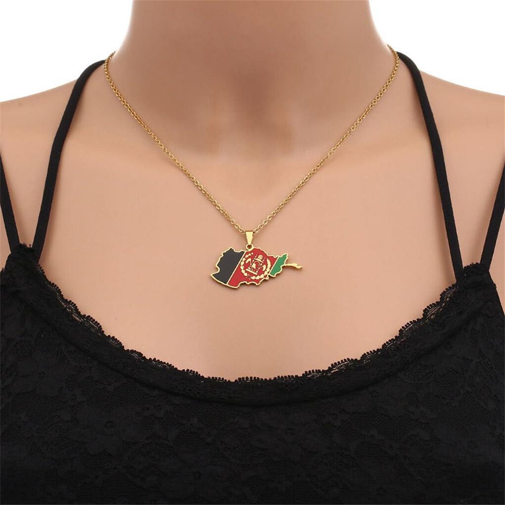 Нержавеющая сталь Карта Афганистана свитер цепь орнамент популярная личность титановая сталь ожерелье