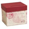 Urne Carton Mariage - Voyage - Ivoire Et Bordeaux - Décoration Voyage - 23x20,5x20,5 Cm