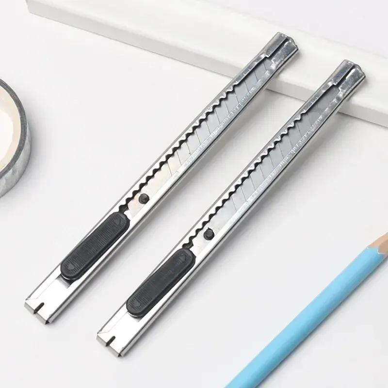 1 шт. Выдвижной нож из нержавеющей стали, портативный, 9 мм, со сменными лезвиями, хобби-нож, канцелярский нож, идеально подходит для резки дома