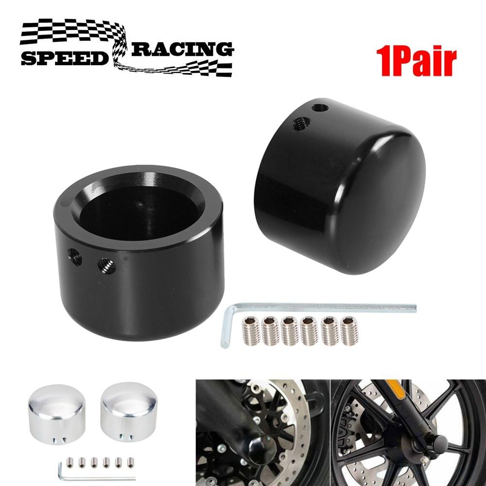 Крышки гаек передней оси мотоцикла для Harley Sportster 883 1200 Dyna VRSCA V Rod 02-06 CVO Softail алюминиевые черные/серебристые