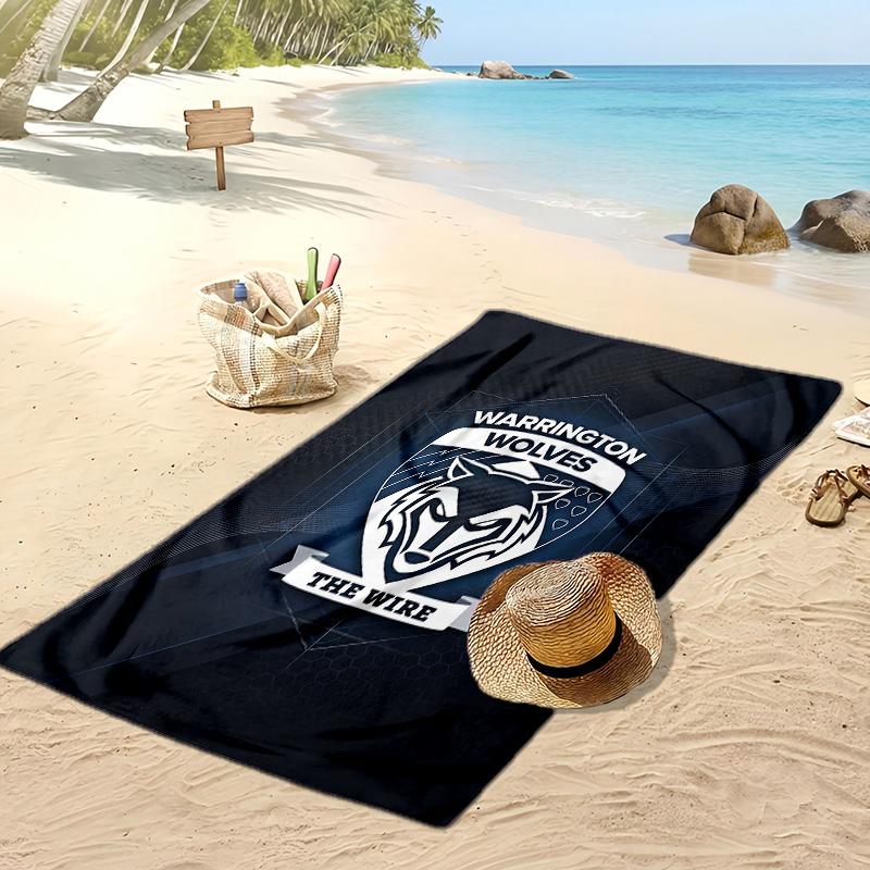 Warrington Wolves Print Beach Towel Soft Portable Quick?dry Towel For Pool Summer Vacation Outdoor Sport