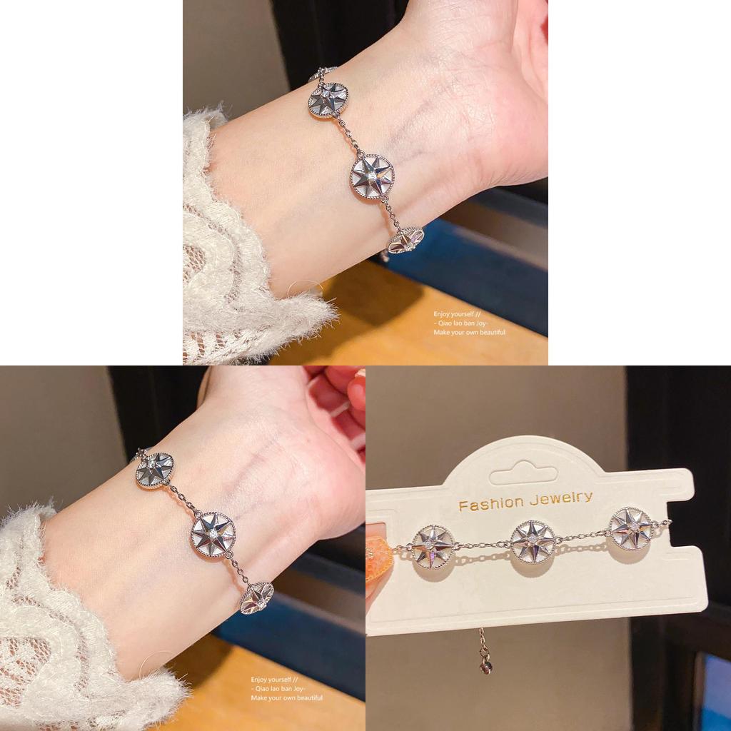 Zirconia Embellished Shell Bracelet For Women Casual Elegant Accessory Gift
