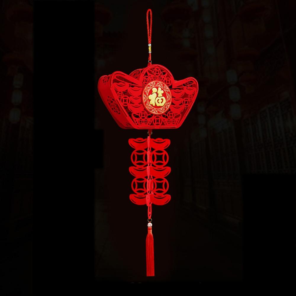 DIY Felt Red Lantern 3D Chinese Red Lantern Decorative FU Character Lantern New Year