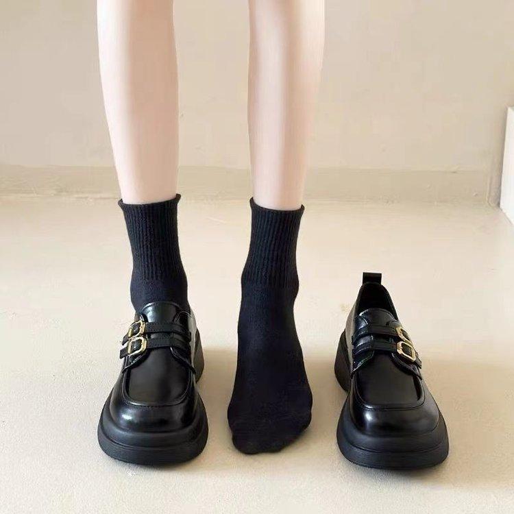 Small Leather Shoes Women's British Style Summer 2024 New Versatile Platform Loafers One Pedal Mary Jane Single Shoes