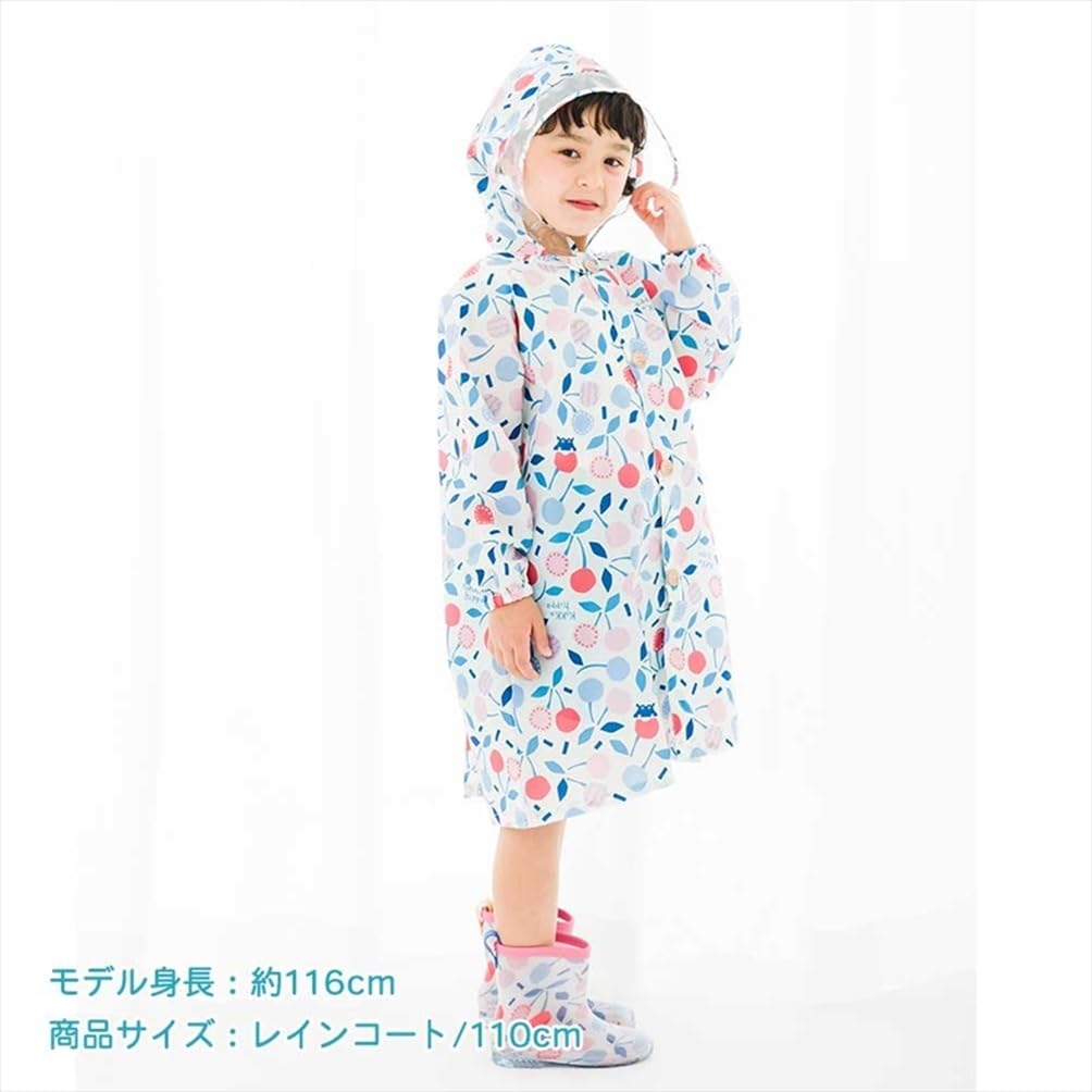 Ogawa Kukka Hippo Cherry Reflective Backpack with Storage Adjustable Tucks for Wearing Over a 83387 Kids' Raincoat, 100cm, Design, Tape,