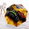 Monster Jam, Monster Trucks Themed Automatic Opening and Closing Umbrella, Compact Travel Umbrella, Lightweight and Portable, Suitable for B