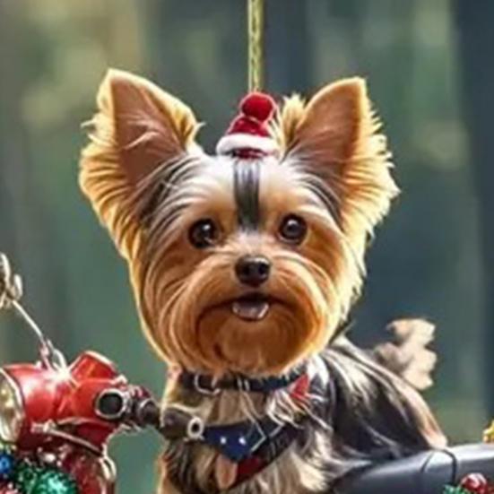 Рождественское украшение для машины в виде собаки, 2D плоская акриловая подвеска, шарм для зеркала заднего вида, реалистичный щенок, декор для поездок на машине, подарок для любителя щенков