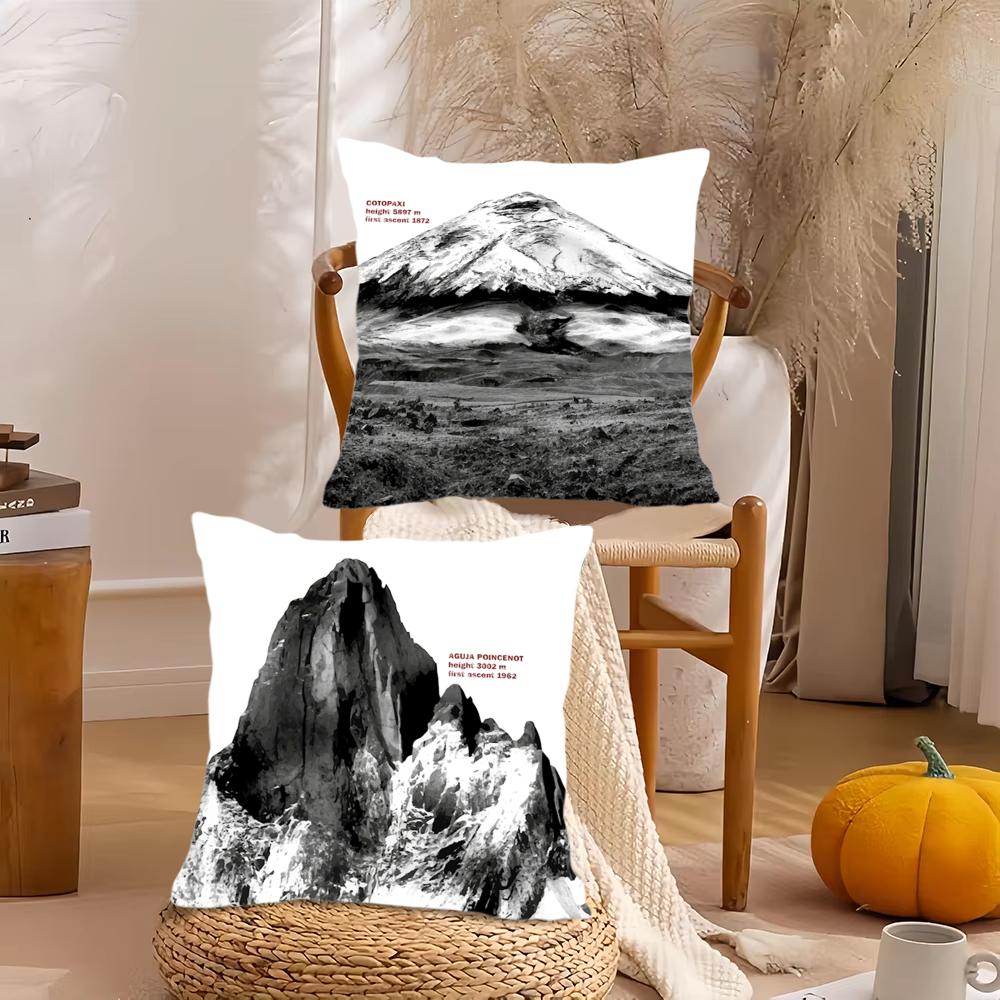 Snow mountain Cushion Cover Silky Short Plush DoubleSided Printed Pillow Case for Sofa All Seasons Home Decor Gift