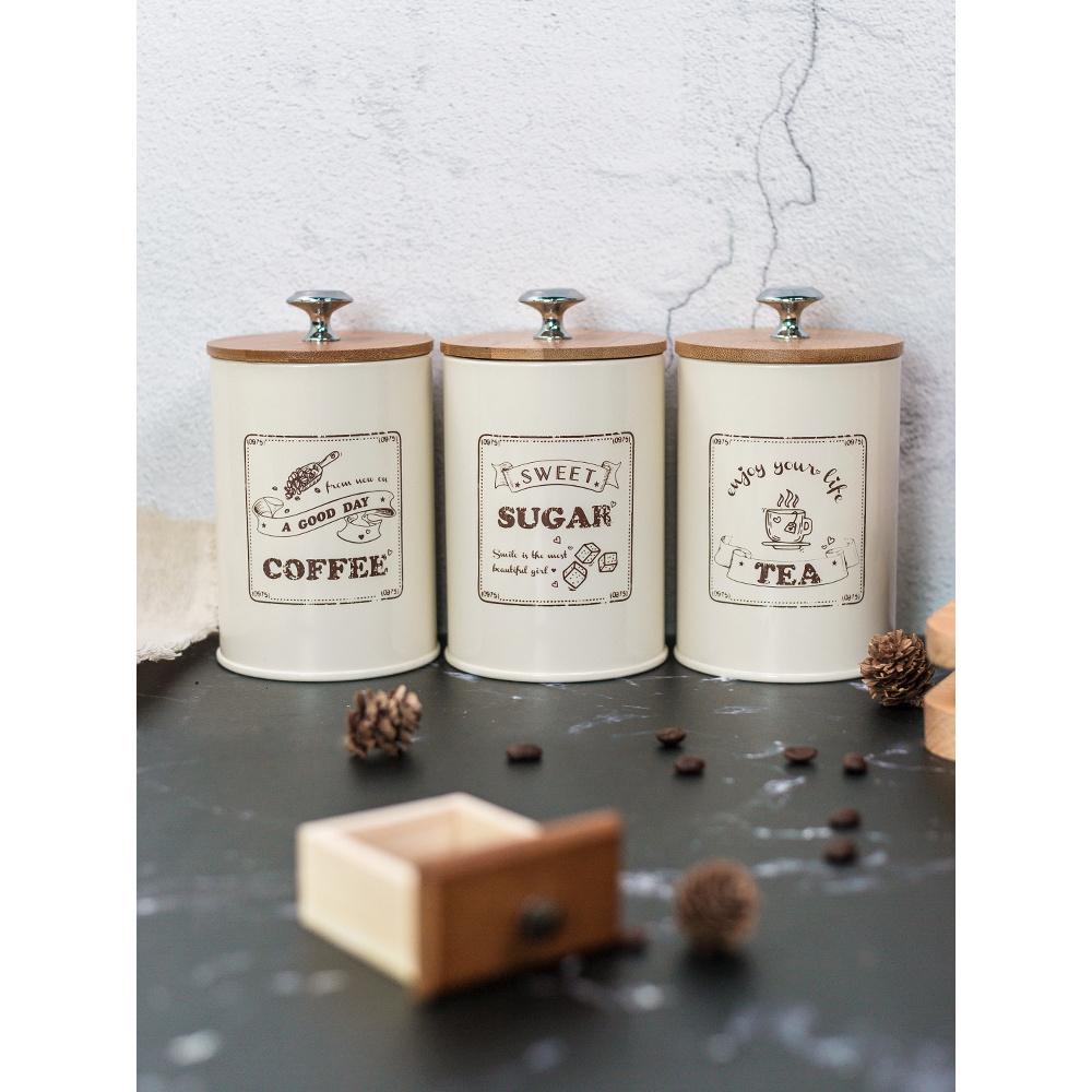 3 шт./компл. баночка для хранения продуктов в деревенском стиле с бамбуковой крышкой — идеально подходит для кухни, чая, трав, сахара, соли, кофе, муки и многого другого!