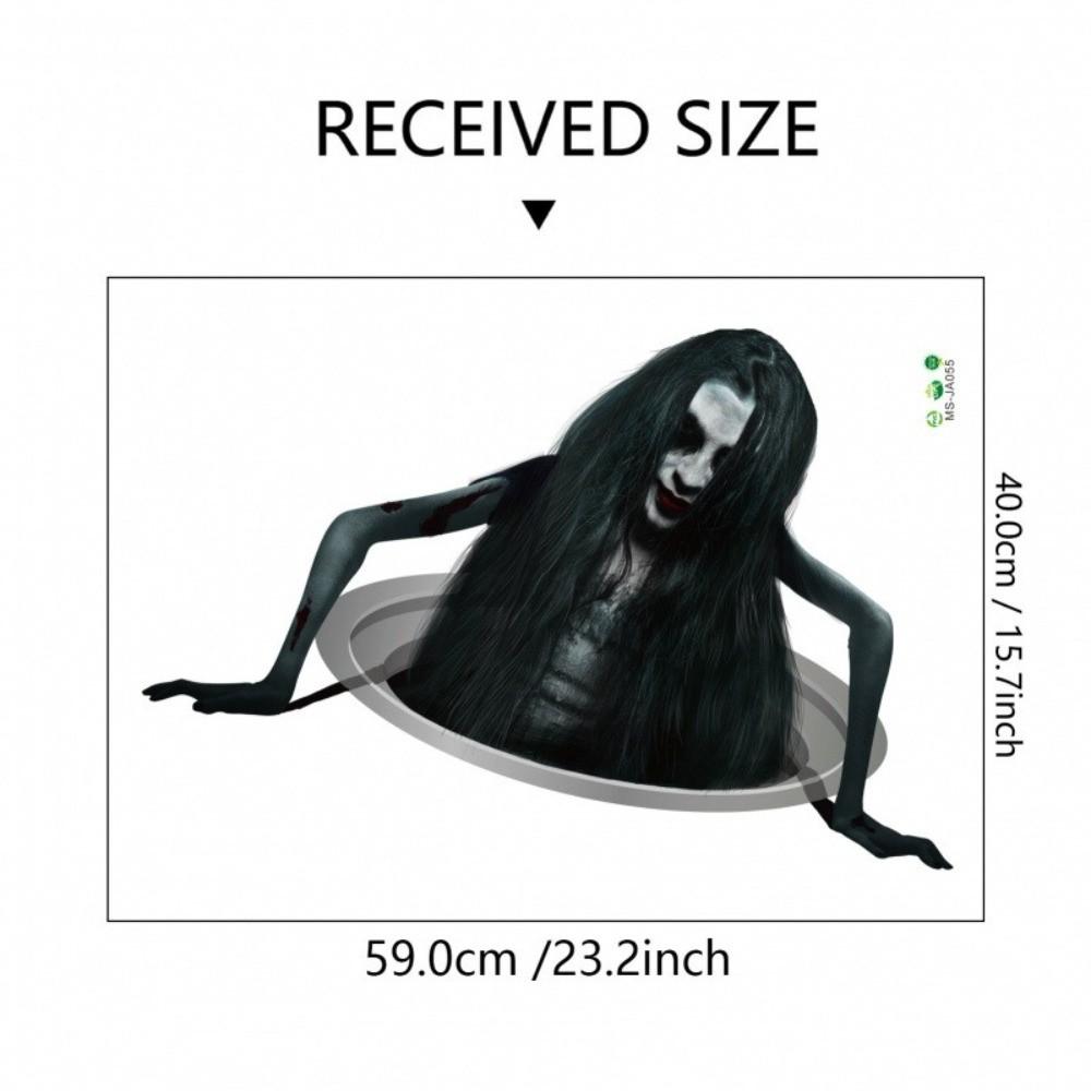 Long Hair Women Halloween Ghost Stickers Scary Funny Ghost Wall Stickers Removable PVC Halloween Decal Interior Props