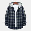 Мужская кардиганная клетчатая рубашка с капюшоном, повседневная рубашка с капюшоном больших размеров