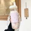 Милые кошки Стеклянная бутылка для воды с держателем для соломинки Ремешок Большие пластиковые стаканы для бабл-чая Кофе Сок Чай Термокружка Бутылка для питья Без BPA