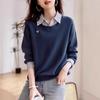 Модная толстовка с длинными рукавами для женщин, стильная, осенняя, повседневная, утягивающая, имитация двухкомпонентной толстовки для женщин, пуловеры и длинные рукава для женщин