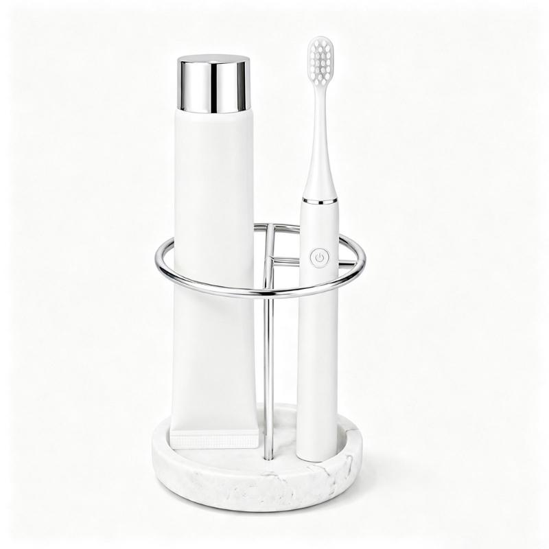 Настольный держатель для раковины в ванной комнате для электрических зубных щеток с металлическим стеллажом, 3 отделения для щеток, поддон снизу и пластиковая ножка для домашнего использования