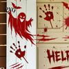 PVC Scary Footprint Decals Halloween Horror Stickers, with Spooky Handprints Footprints Printed, Self-adhesive Skeleton Wall Art Decals, for Party And