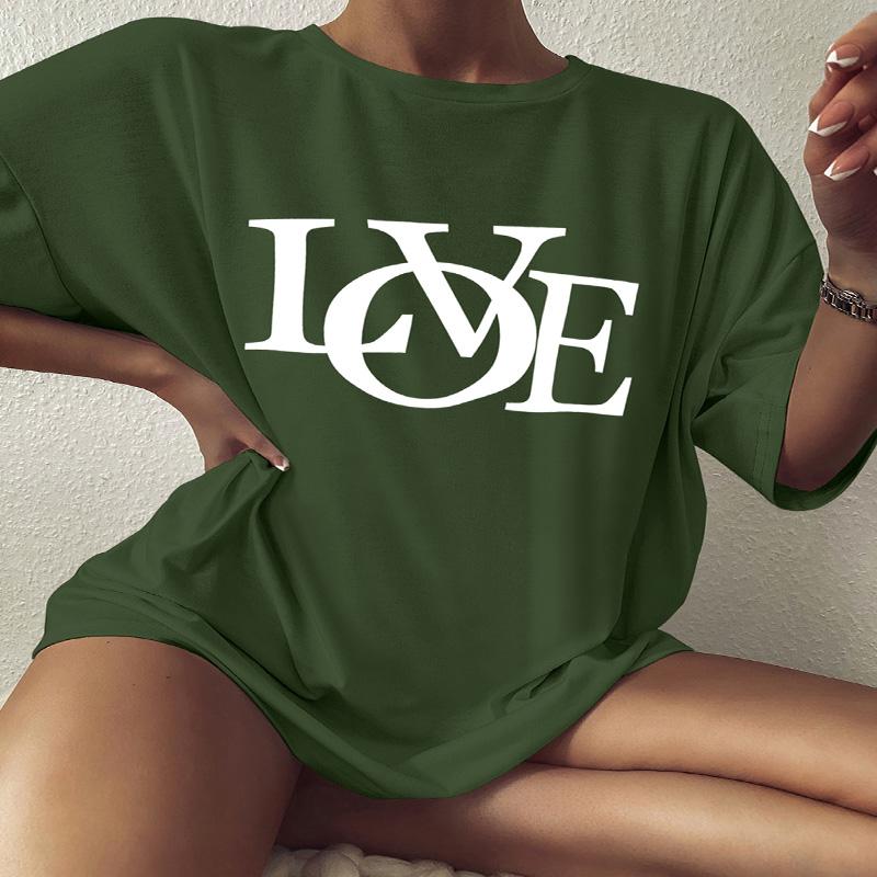 LOVE Oversized T-Shirt Love Funny Summer Style Loose Tees Women Fashion Casual 100% Cotton Aesthetic Top