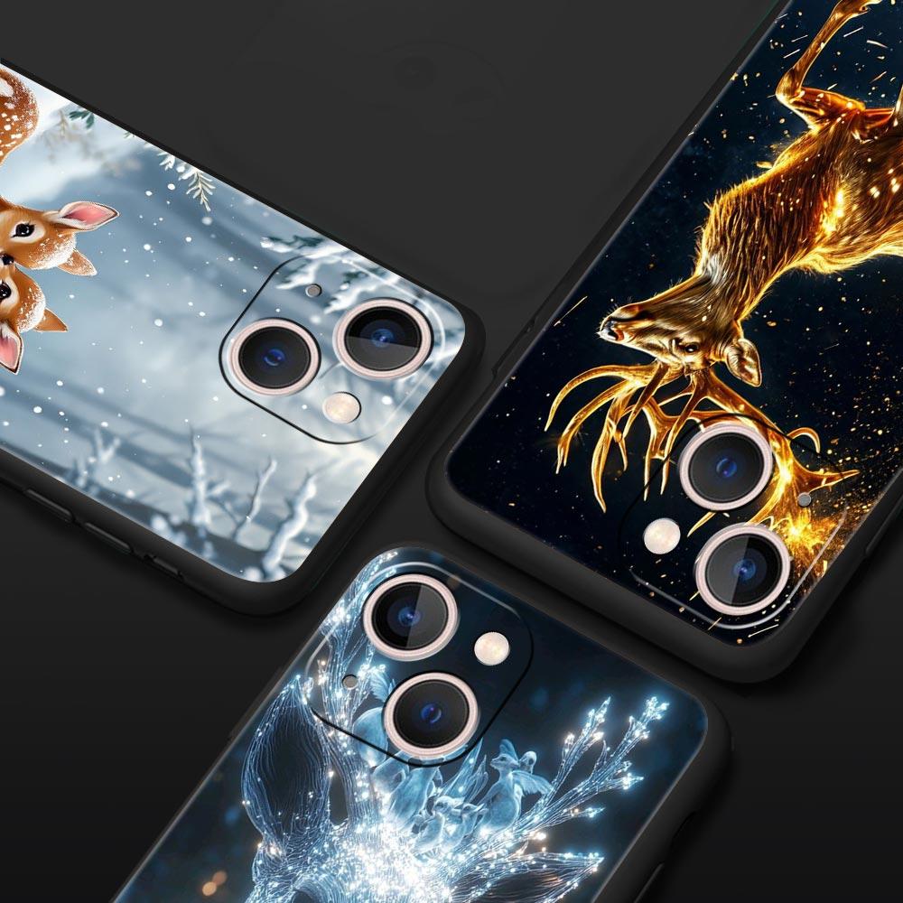 Мультяшный животный олень Чехол для телефона Cover для iPhone 17 16 15 14 13 12 Pro Max 11 Pro Max 17 AIR Plus Ударопрочный Мягкий ТПУ Корпус Capas