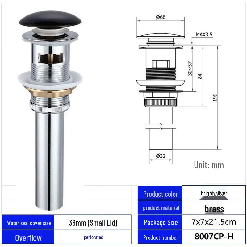 Stainless Steel Pop-up Sink Drain with Ceramic Cover