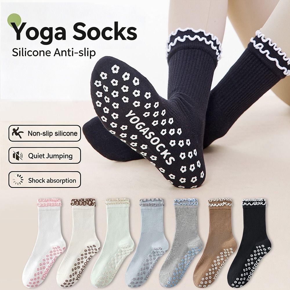 Silicone Sole Pilates Socks for Women Cotton Floor Socks Cute Yoga Socks for Fitness Exercise