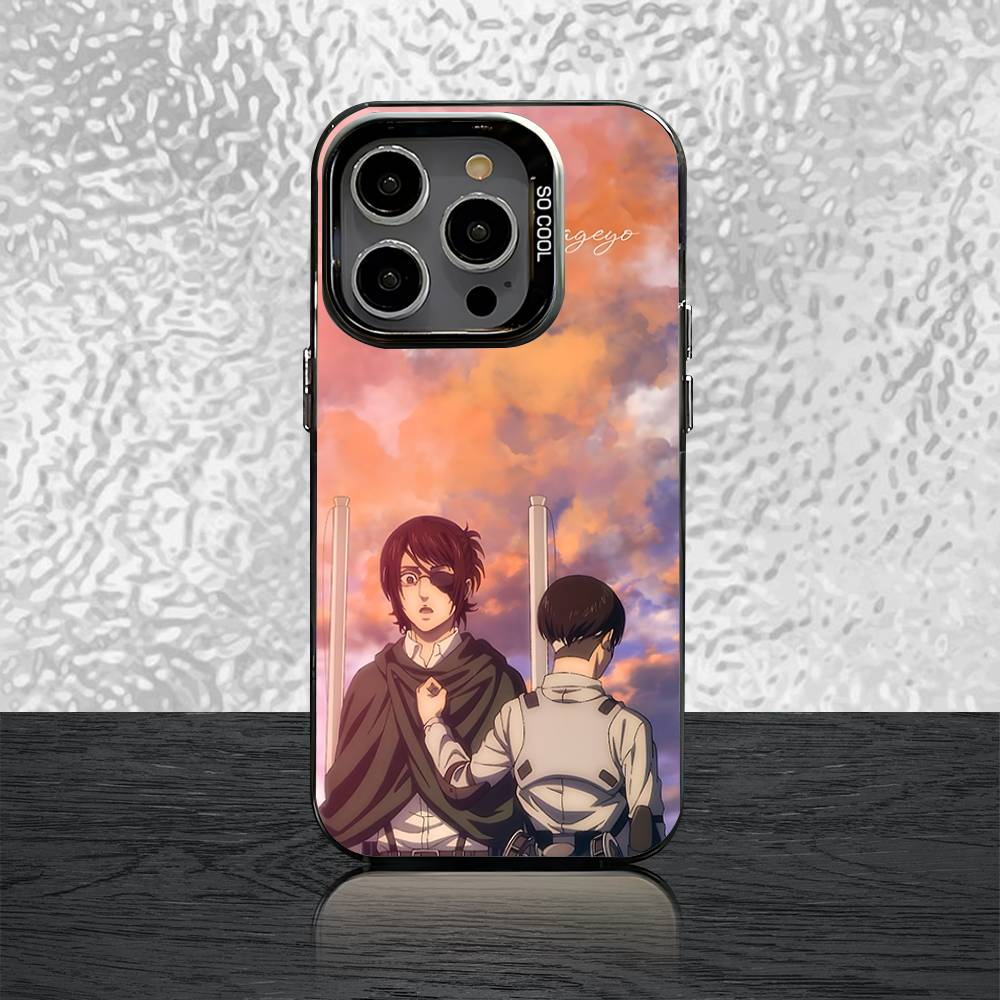 История Чехла для телефона A-Attack on T-Titan Для iPhone 16,15,14,13,12,11,Pro,Max,Plus,Mini,SE Серый Черный Матовый Лазерная Задняя Крышка