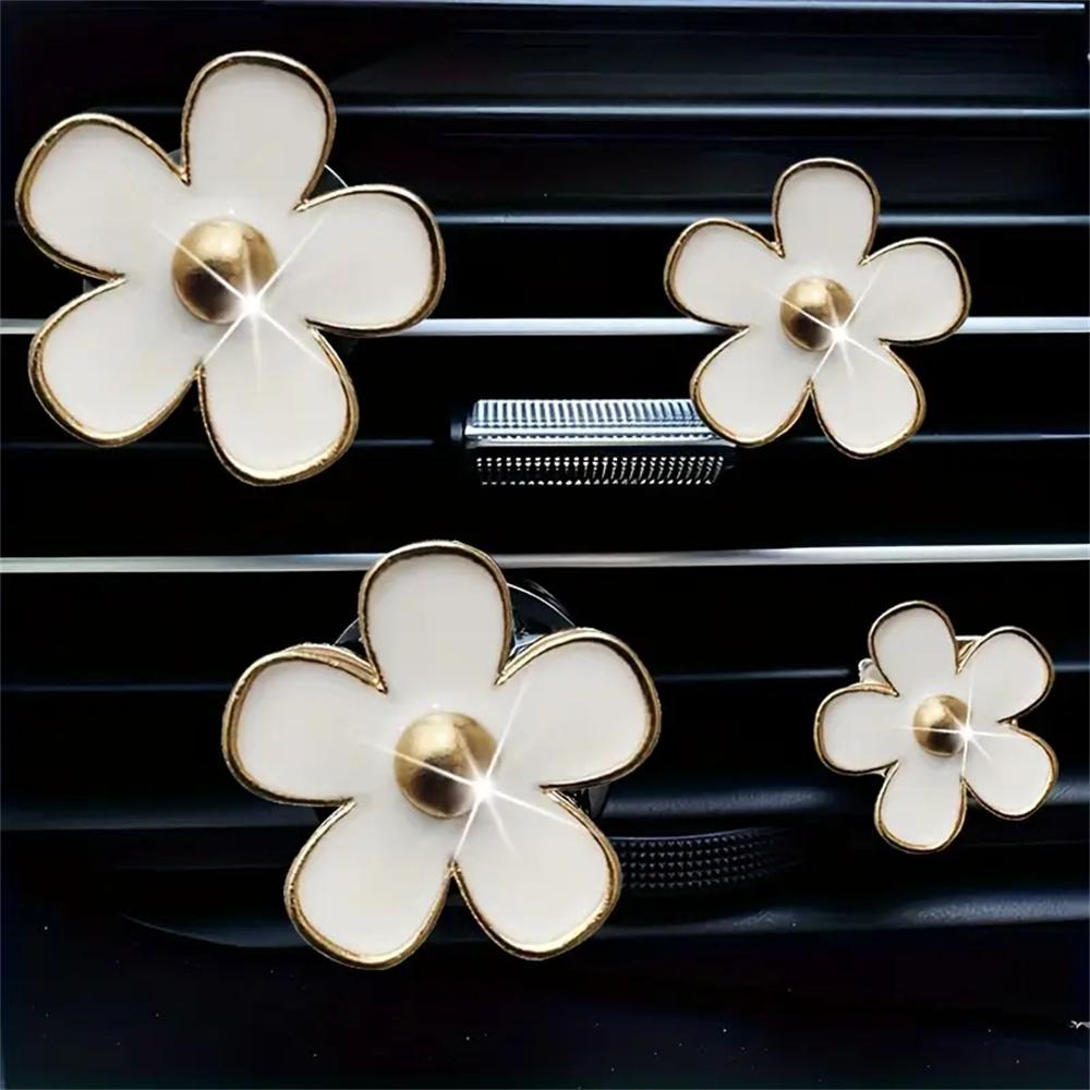 4 шт./компл. Маленький автомобильный воздуховыпускной патрубок для духов, декоративный зажим, цветок, ромашка, дизайн салона автомобиля, ароматерапевтические освежители, диффузор, доступ