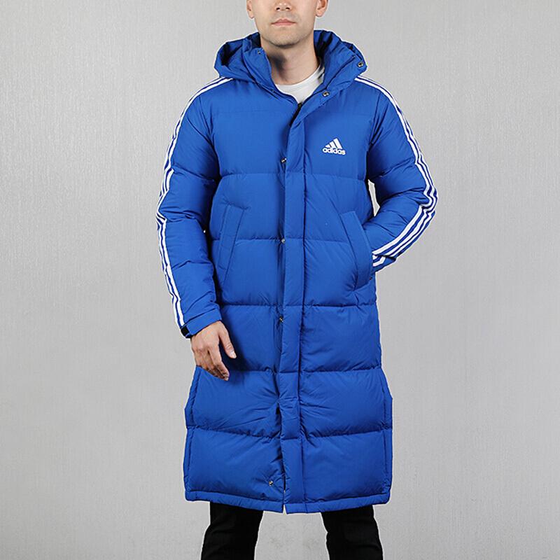 Adidas 3ST Long Parka Windproof and Warm Hooded Down Jacket Men Outerwear Blue EH3992