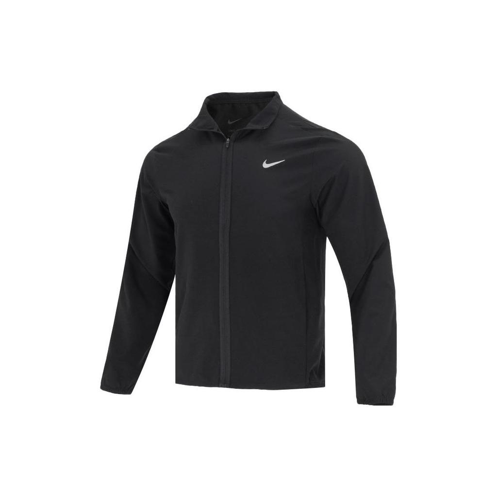 Nike Dri-Fit Solid Logo Быстросохнущая дышащая ветрозащитная спортивная повседневная куртка с воротником-стойкой для мужчин, черные куртки FB7500-010
