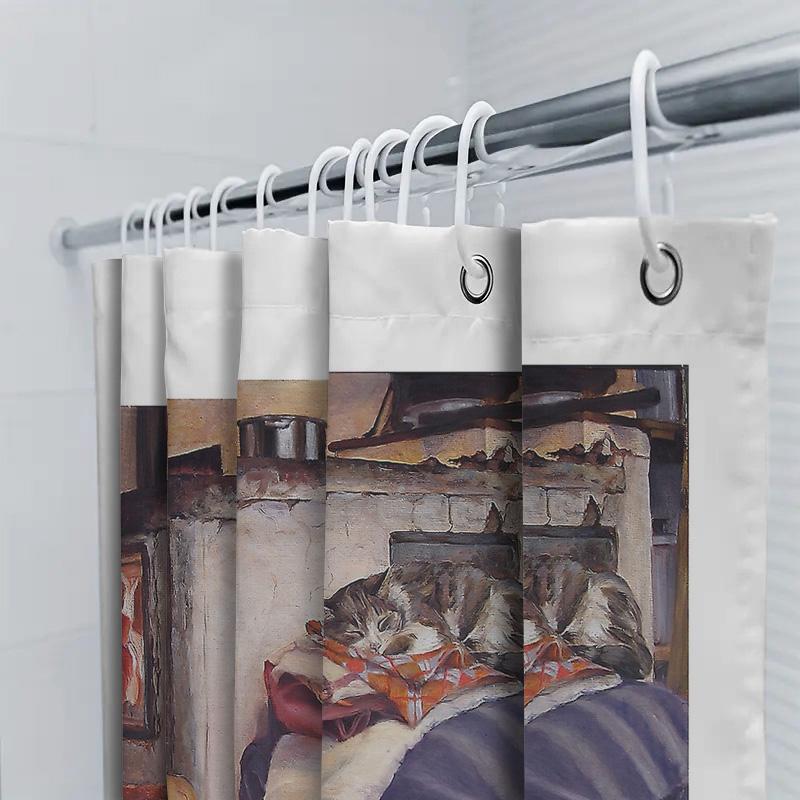 Vintage Farmhouse Bathroom Shower Curtain Rustic Kitchen Decor Farm Life Scenic Print Waterproof Fabric Washable Wall Hanging