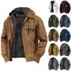 Men's Casual Zippered Pocket Hooded Jacket Men's Solid Color Fashion Warm Jacket