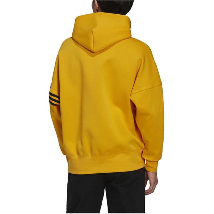 adidas Оригинальный трилистник с логотипом и принтом в полоску, толстовка с капюшоном и шнурком, толстовка с длинными рукавами, мужские топы, желтый HM1873