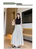Women's High-Waisted Linen-Cotton Wide-Leg Pants: Loose, Slimming, Versatile, Textured Nine-Point Culottes